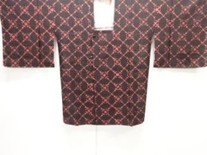 斜め格子に花模様道行コート